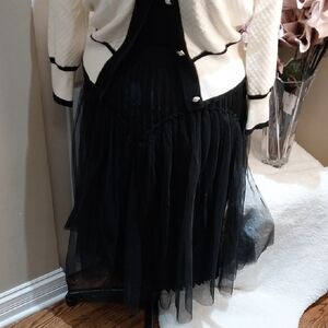 WD.NY XL& LARGE SIZE Black Asymmetrical Skirt Elastic Waist Pull On